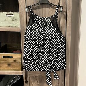 Shape Solver Separates B/W Mesh Hi-Neck Tankini Top,Size 10,NWT